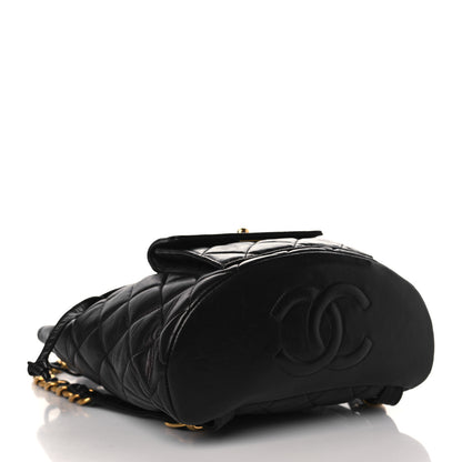 Chanel Lambskin Quilted Drawstring Backpack Black 3 of 8