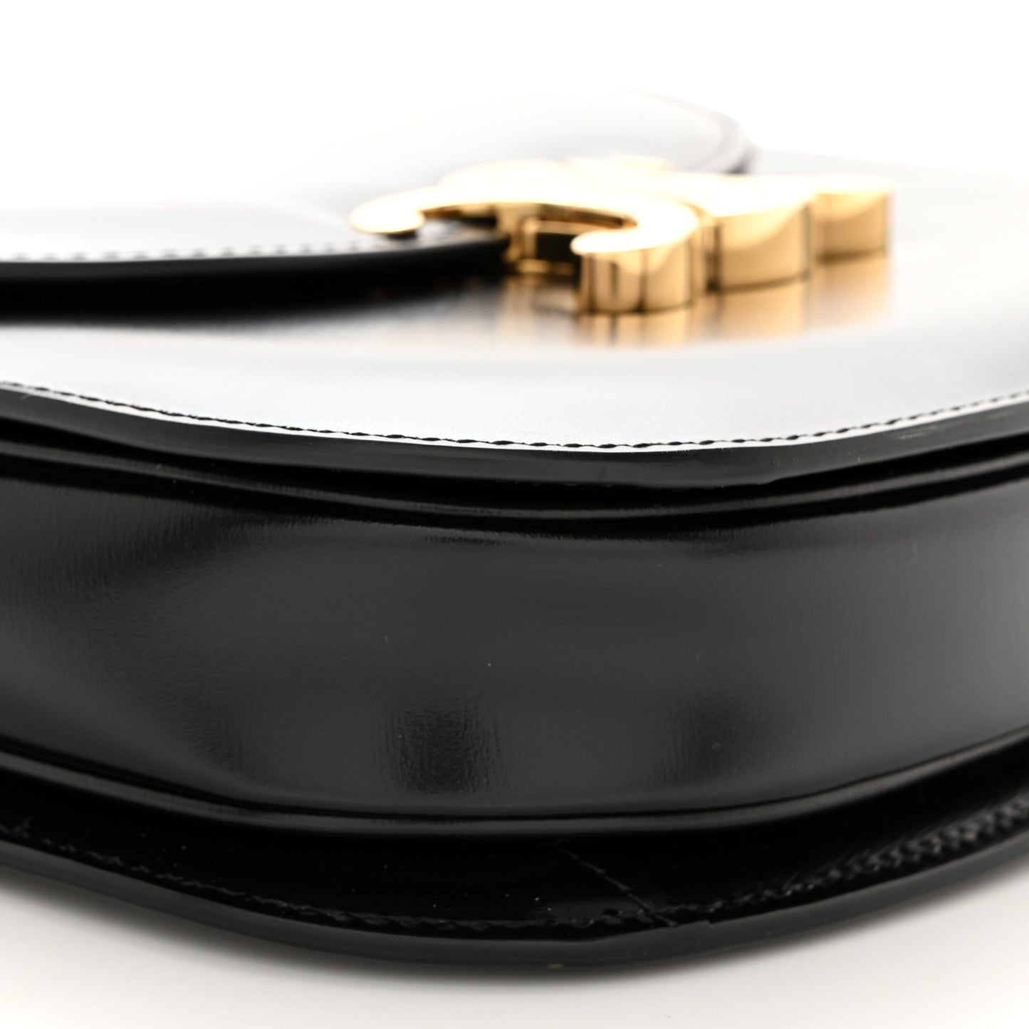 Shiny Calfskin Besace Clea Chain Triomphe Black