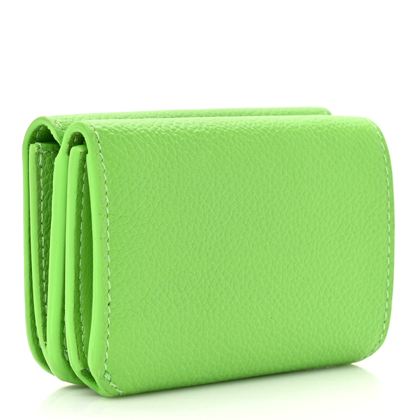 Calfskin Logo Everyday Mini Wallet Green Pink