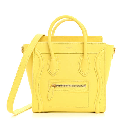 Celine Drummed Calfskin Nano Luggage Acacia 1 of 11