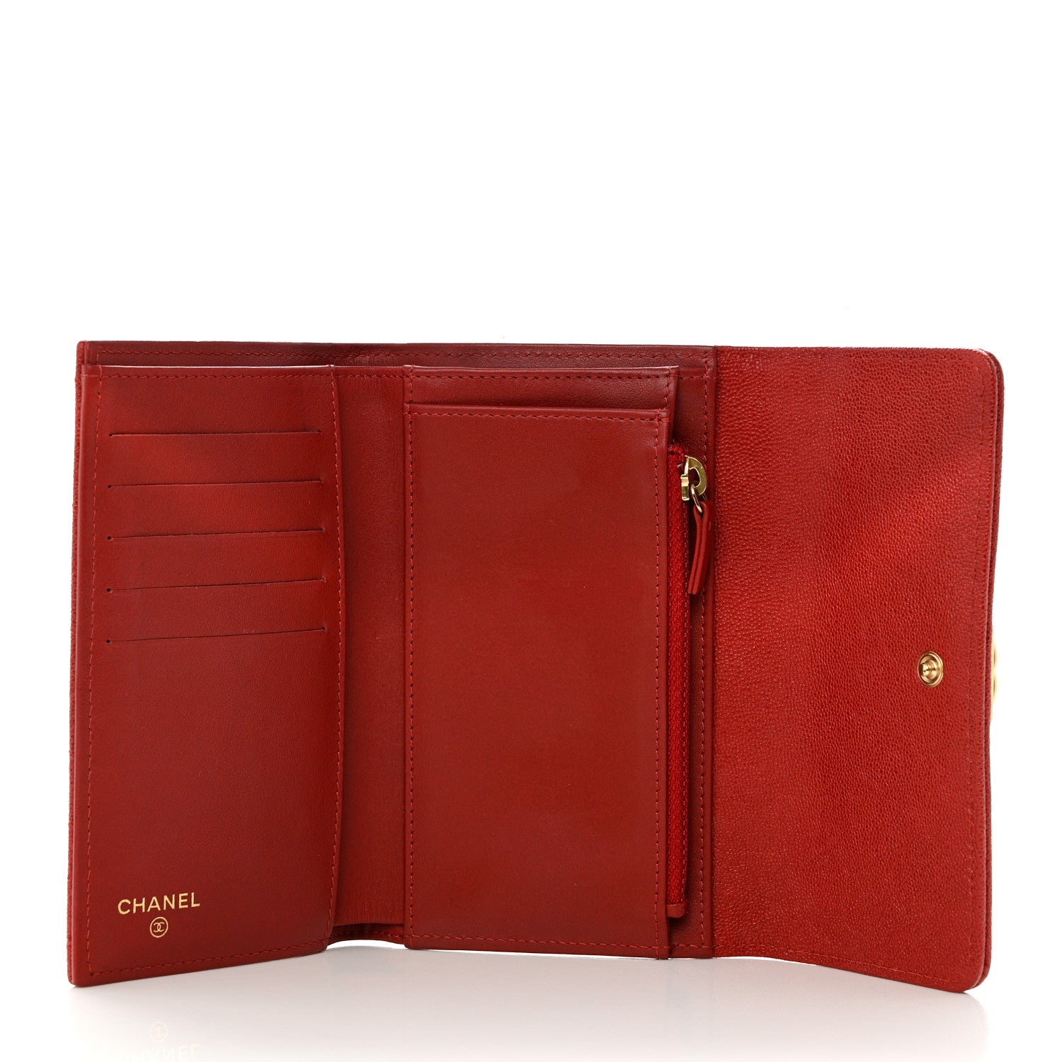 Chanel Caviar Quilted Medium Boy Flap Wallet Red 5 of 9