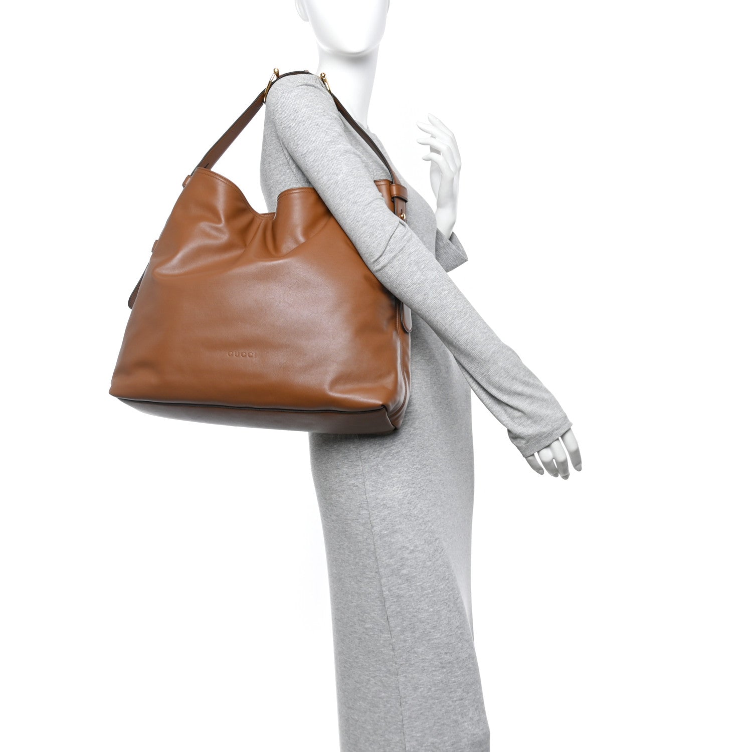 Gucci Calfskin Beatrix Horsebit Large Tote Bag Brown 2 of 10