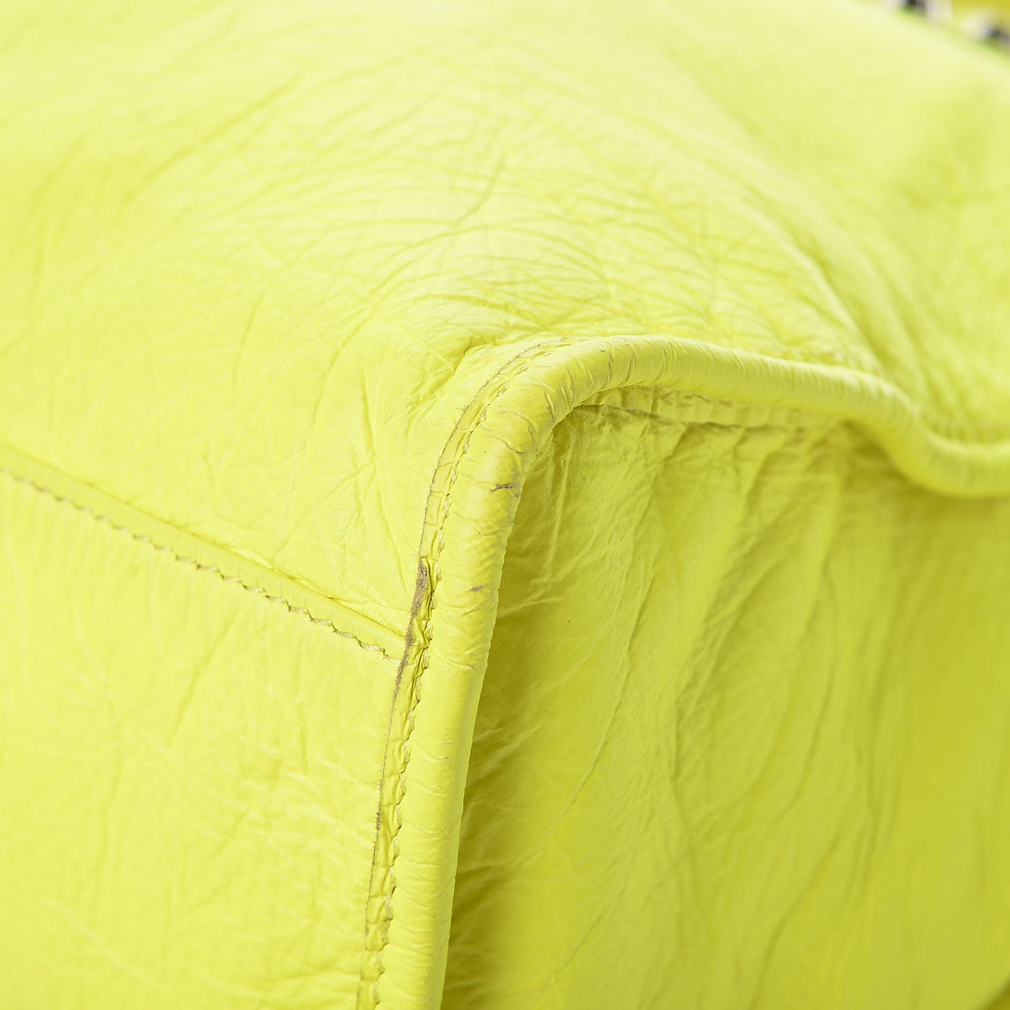 Agneau Classic Silver Hardware City Jaune Fluo