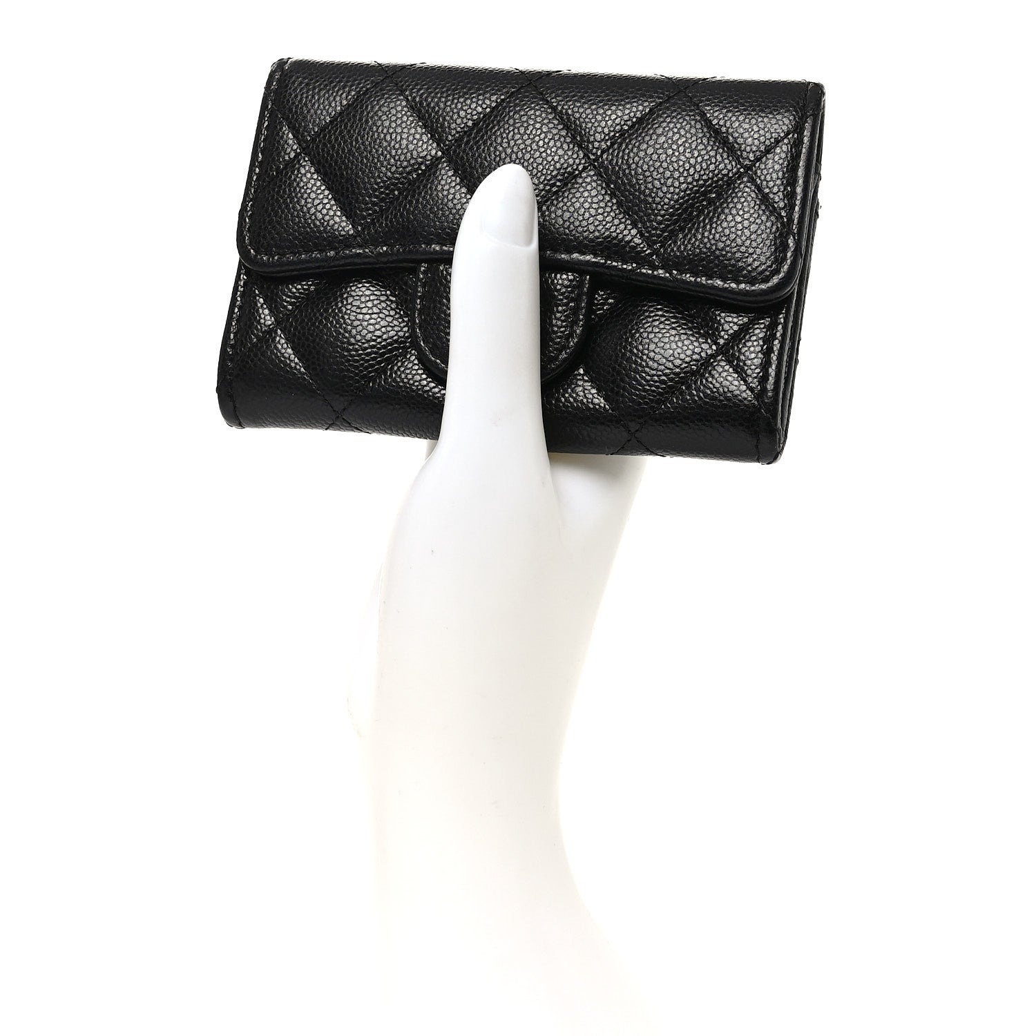 Chanel Caviar Quilted Flap Card Holder Wallet Black 2 of 7