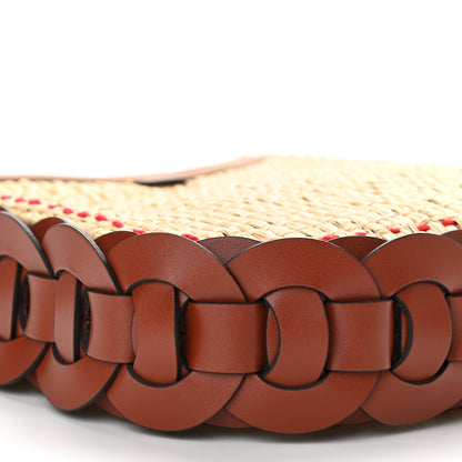 Chloe Calfskin Raffia Embroidered Medium Darryl Hobo Brown 8 of 9