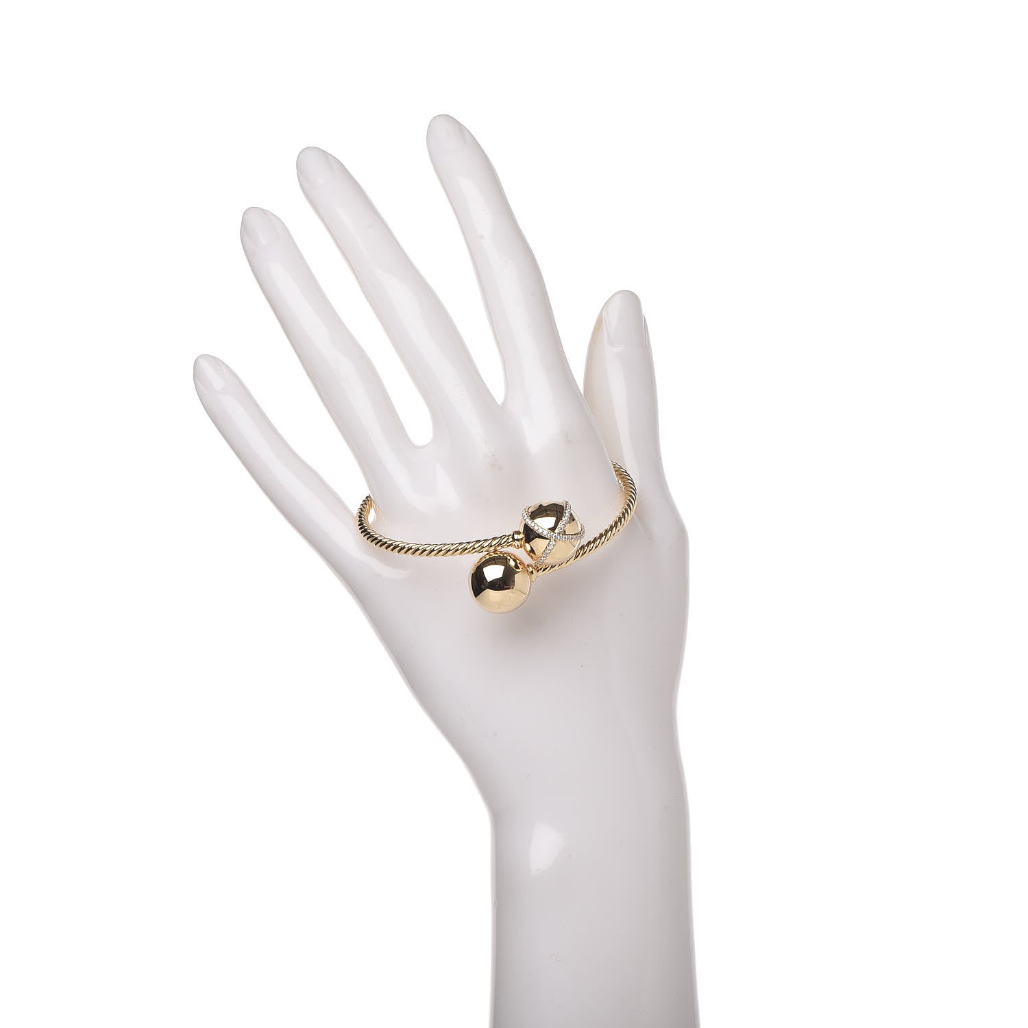 David Yurman 18K Yellow Gold Diamond Solari Bypass Bracelet 2 of 6