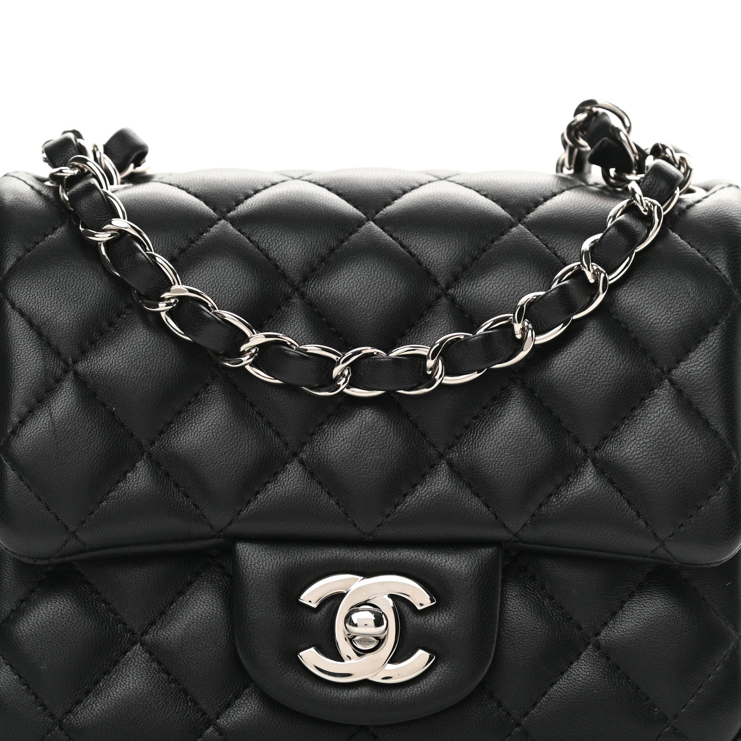 Chanel Lambskin Quilted Mini Square Flap Black 8 of 14