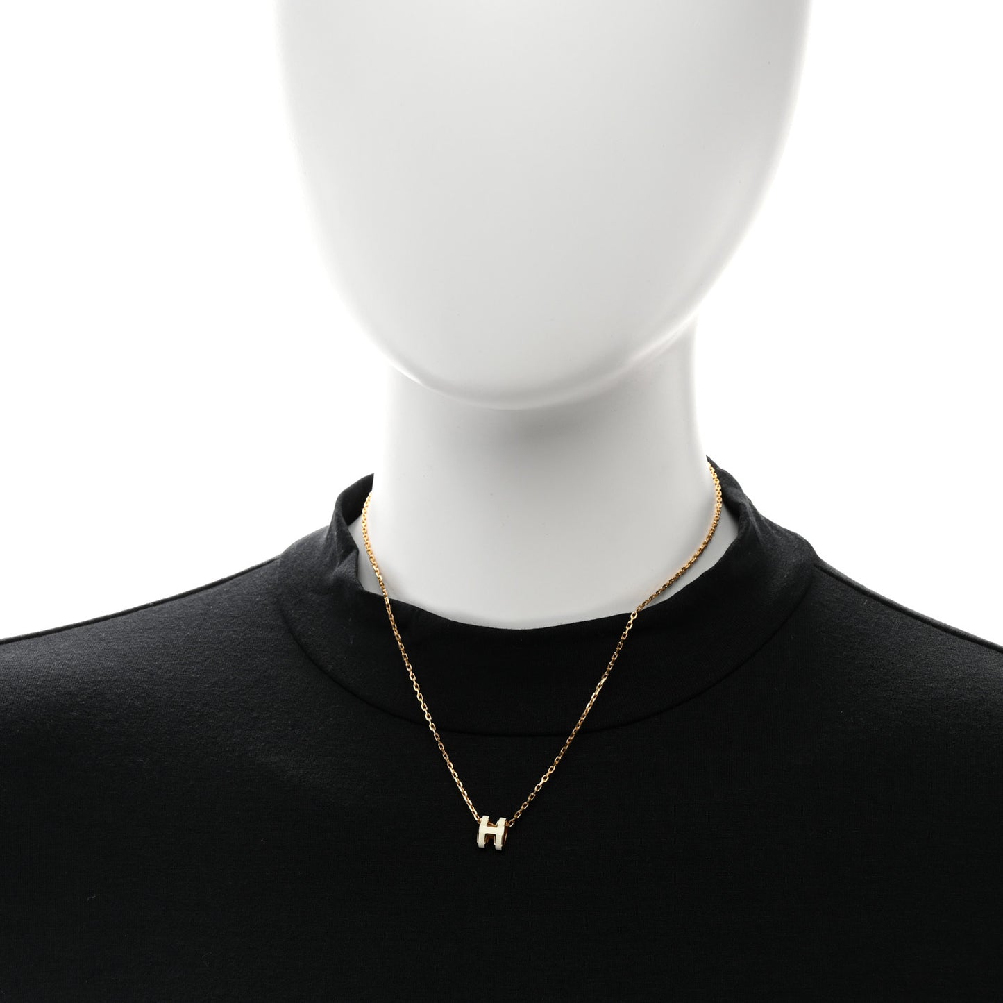 Lacquered Gold Mini Pop H Pendant Necklace White