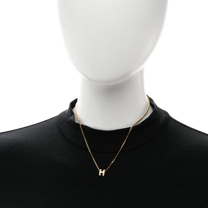 Hermes Lacquered Gold Mini Pop H Pendant Necklace White 2 of 6