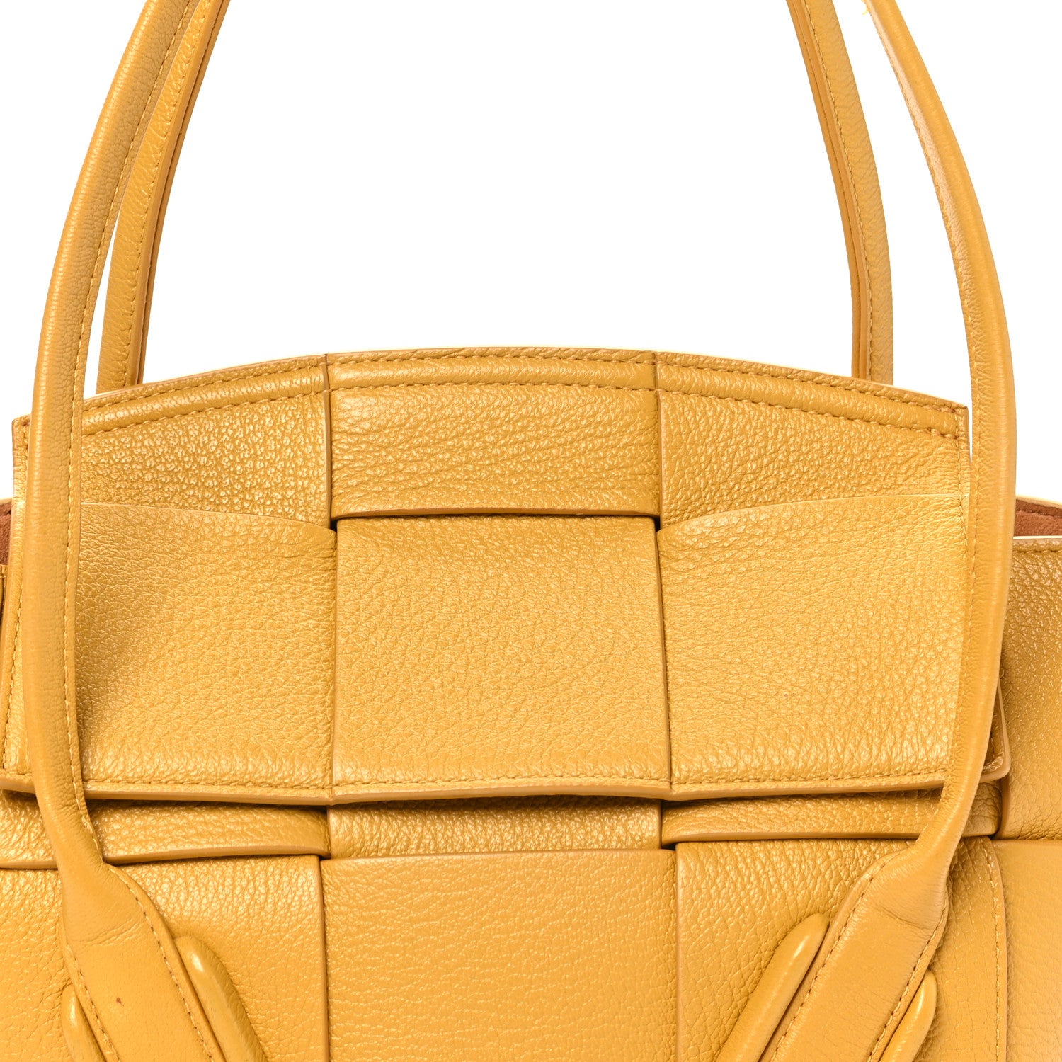 Bottega Veneta Grained Calfskin Maxi Intrecciato Medium Arco Mustard Yellow 7 of 9