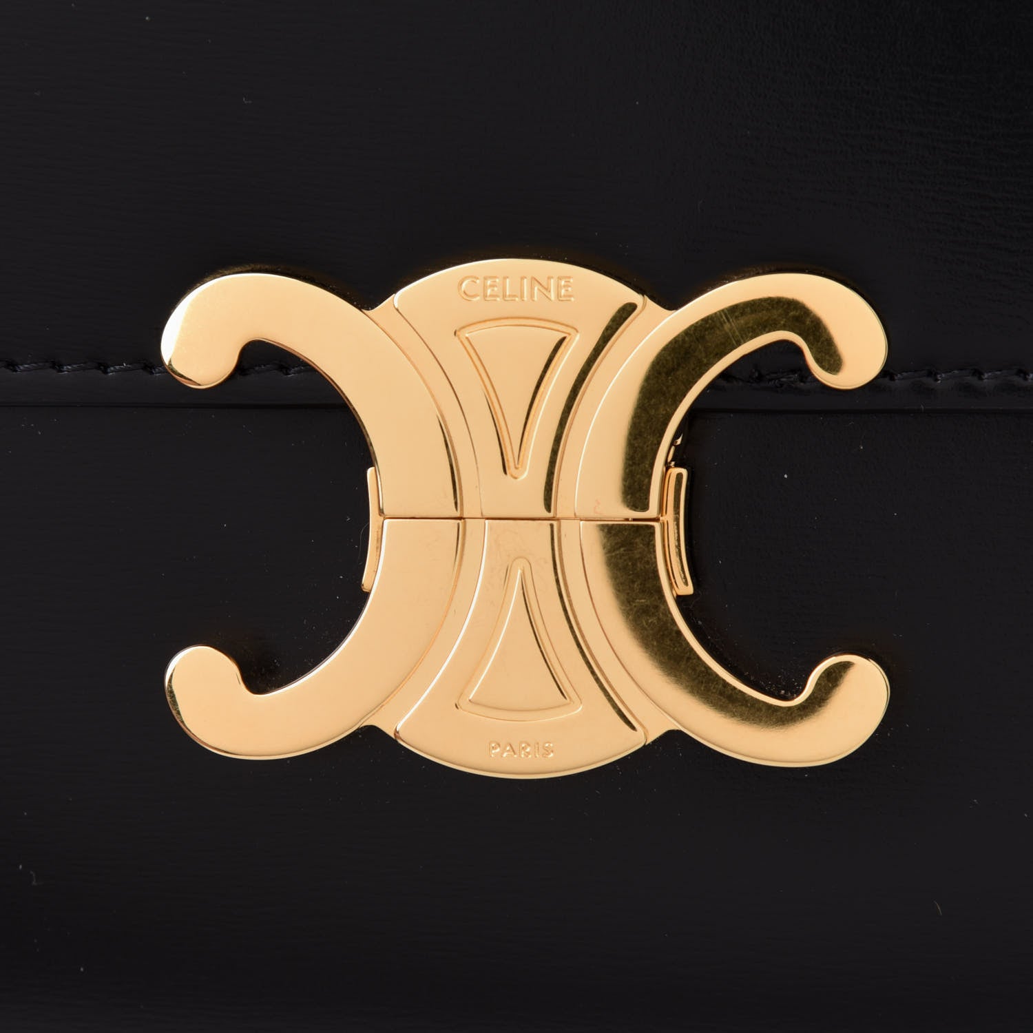 Celine Shiny Calfskin Medium Triomphe Black 10 of 12