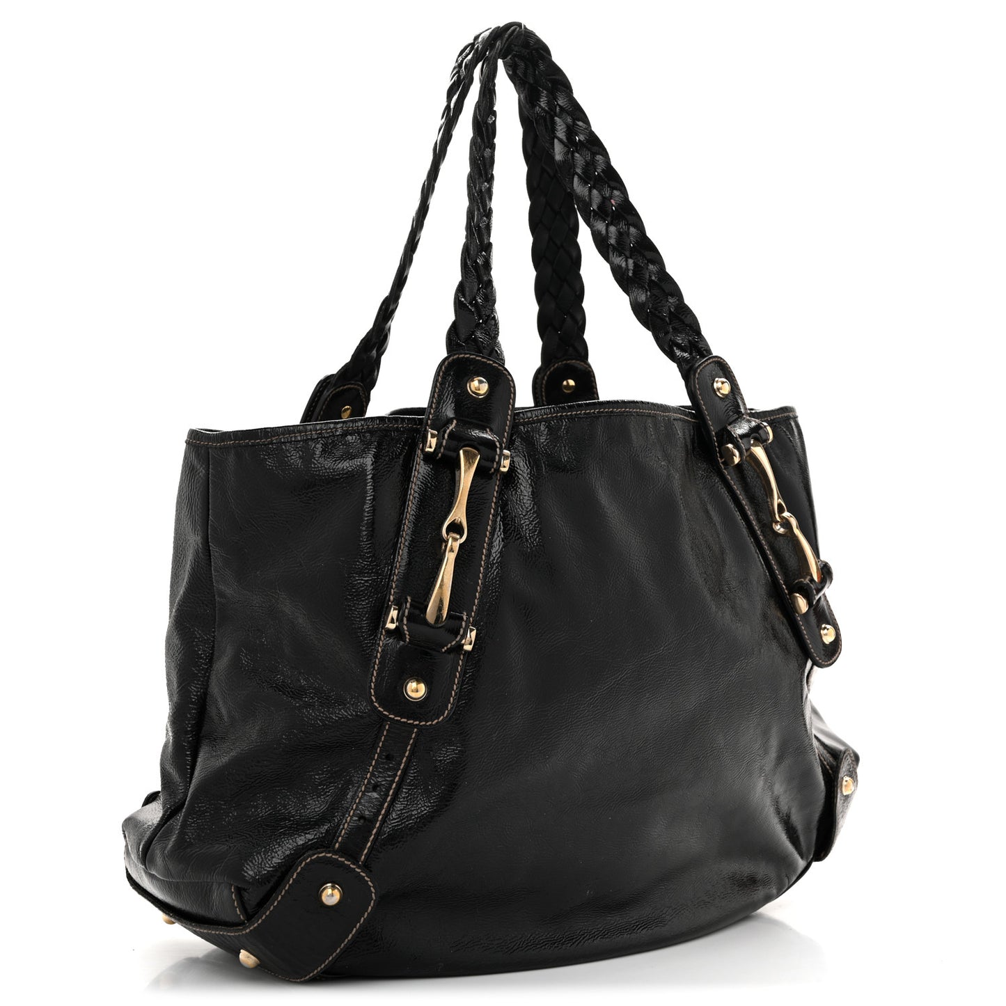 Patent Medium Pelham Shoulder Bag Black