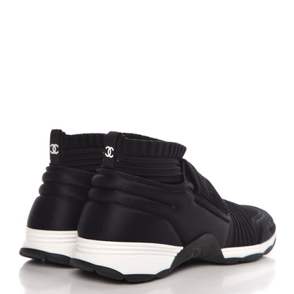 Chanel Stretch Fabric CC Sneakers 38 Black 4 of 8