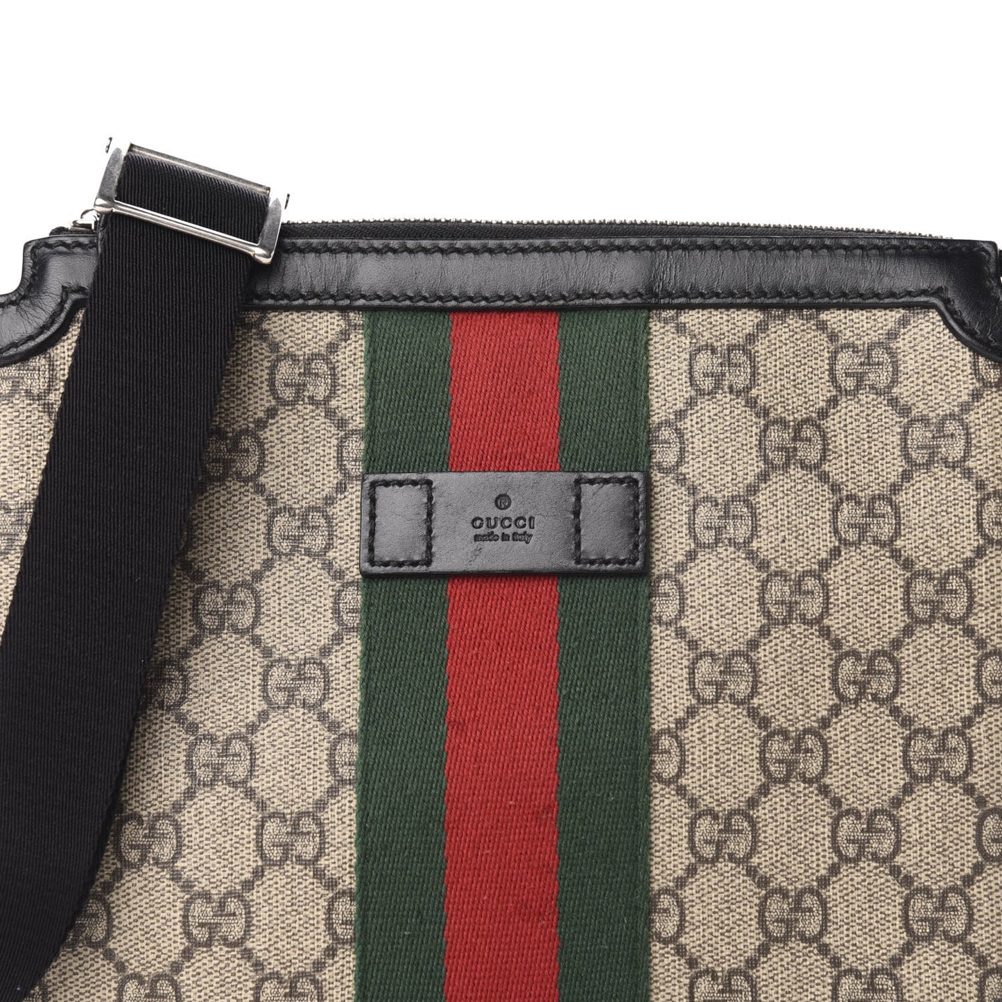 GG Supreme Monogram Web Messenger Bag Black