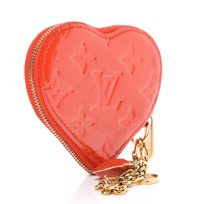 Louis Vuitton Vernis Heart Coin Purse Orange Sunset 2 of 11