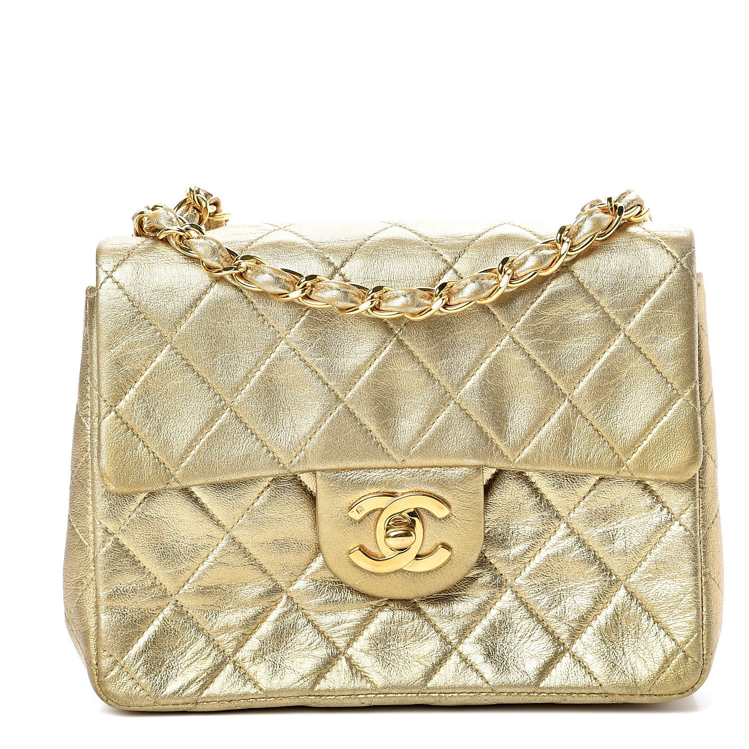 Chanel Metallic Lambskin Quilted Mini Square Flap Gold 1 of 16