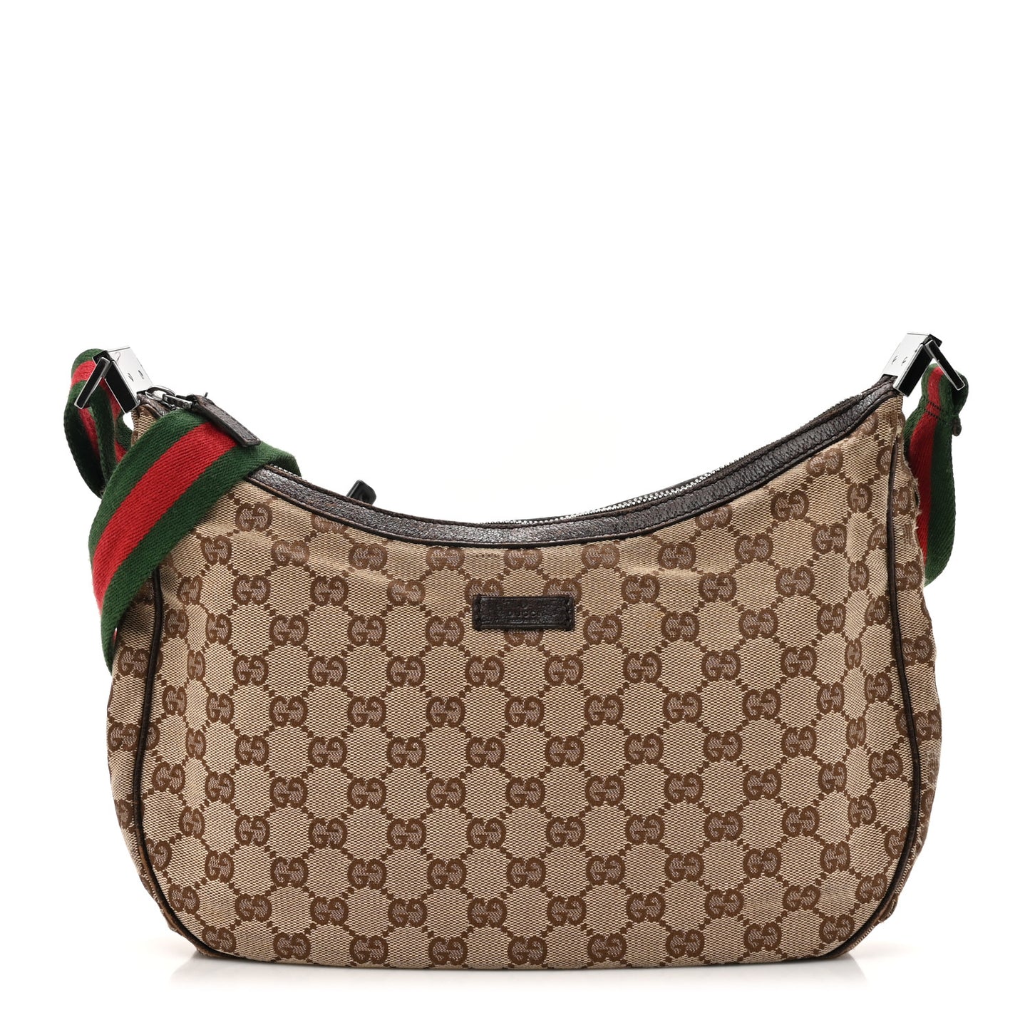 Monogram Web Medium Half Moon Hobo Dark Brown
