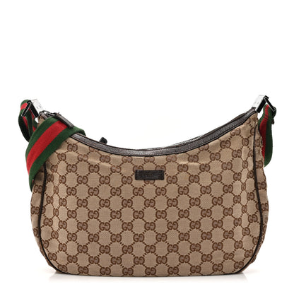 Gucci Monogram Web Medium Half Moon Hobo Dark Brown 1 of 18