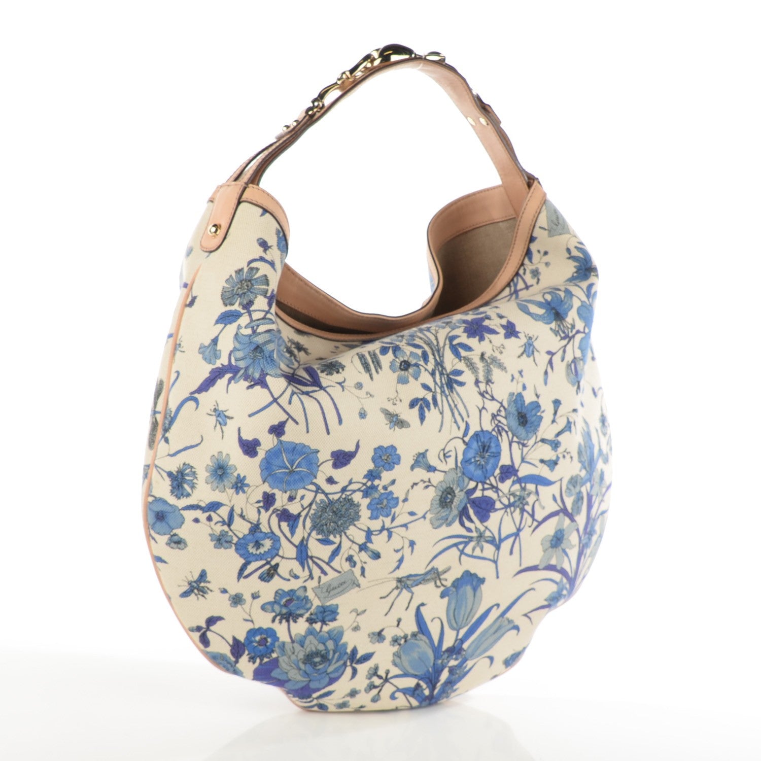 Gucci Canvas Flora Floral Wave Hobo Blue 3 of 8