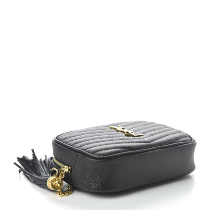 Saint Laurent Grain De Poudre Matelasse Monogram Mini Lou Camera Bag Black 4 of 10