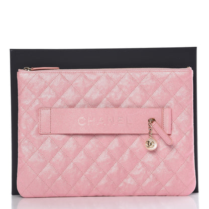 Chanel Iridescent Caviar Medium Night by the C Pouch Clutch Rose Pink 8 of 8