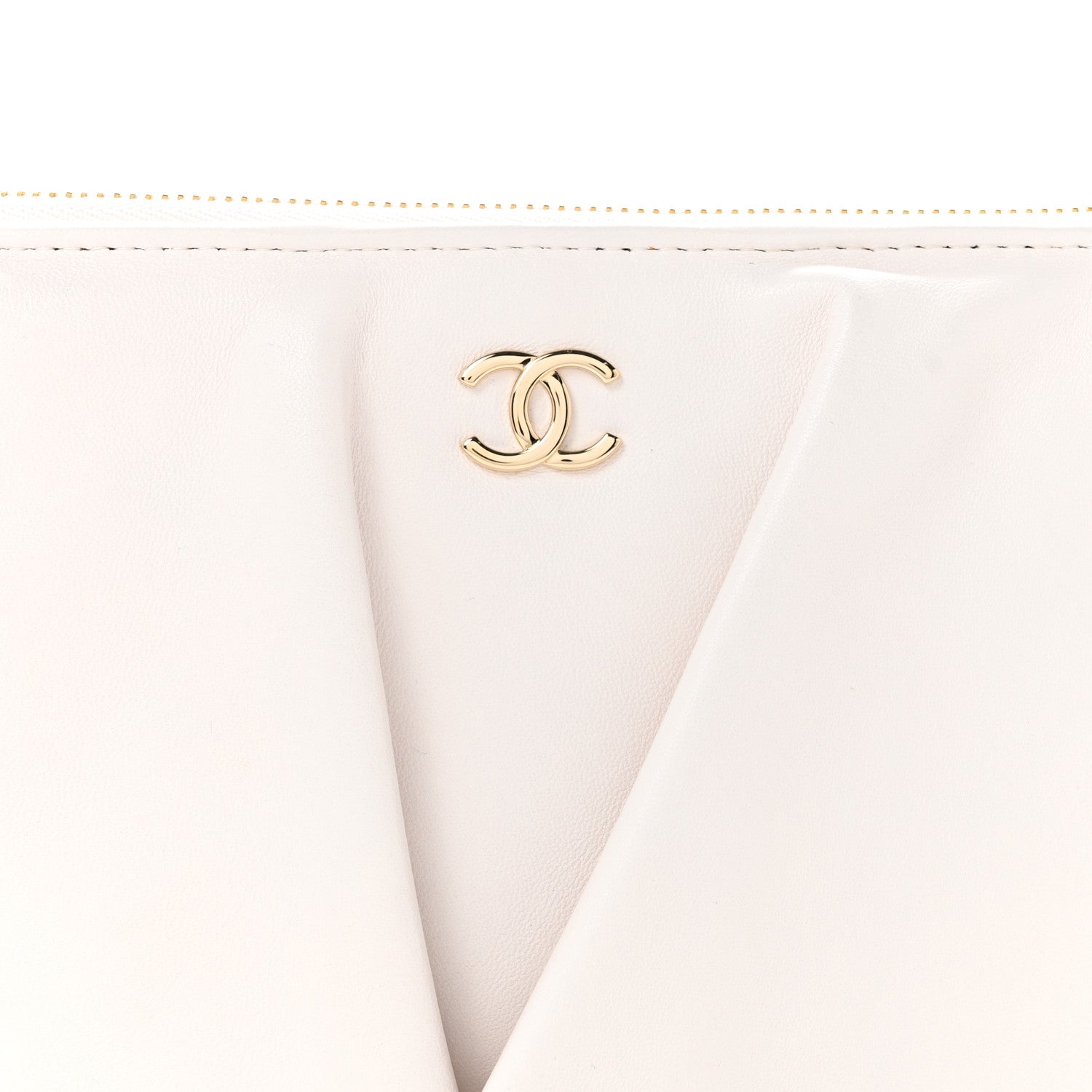 Chanel Lambskin Quilted Wave Clutch White 8 of 13