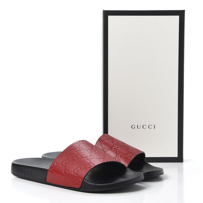 Gucci Guccissima Signature Womens Slide Sandals 40 Hibiscus Red 9 of 9