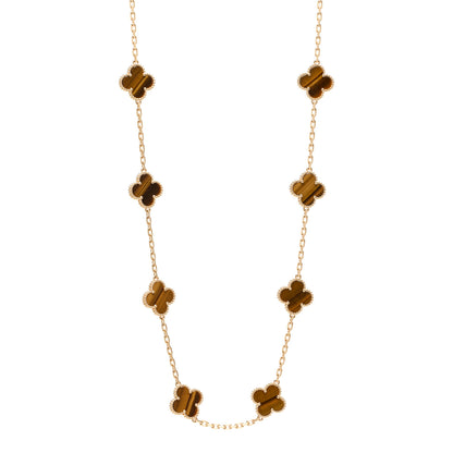 Van Cleef & Arpels 18K Yellow Gold Tiger Eye 20 Motifs Vintage Alhambra Necklace 1 of 6