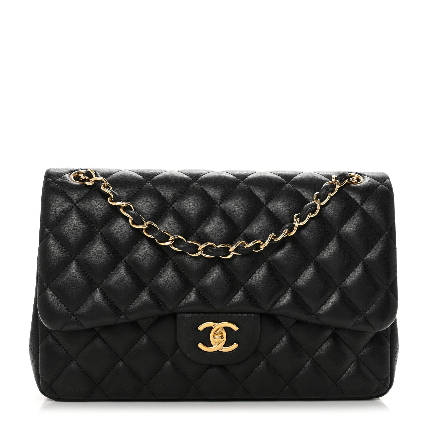 Chanel Lambskin Quilted Jumbo Double Flap Black 1 of 10