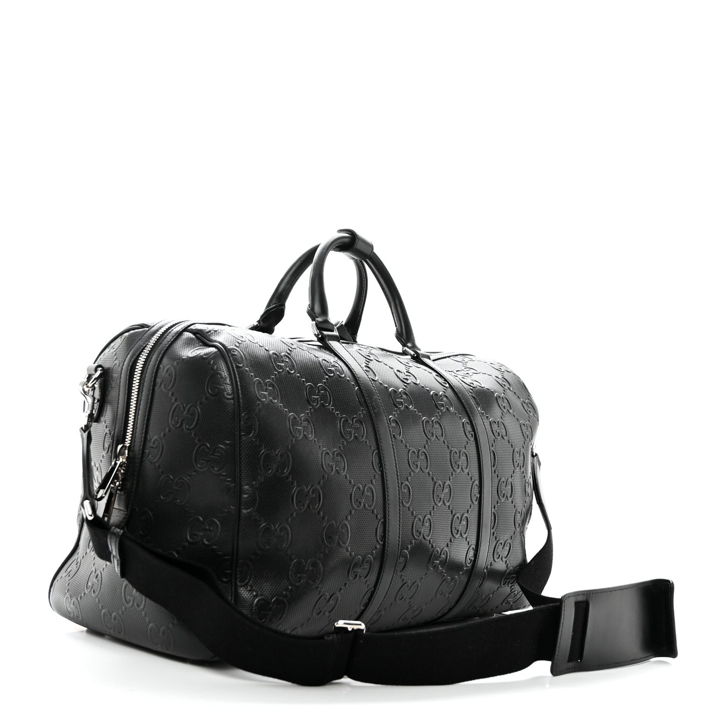 Calfskin GG Tennis Embossed Duffle Bag Black