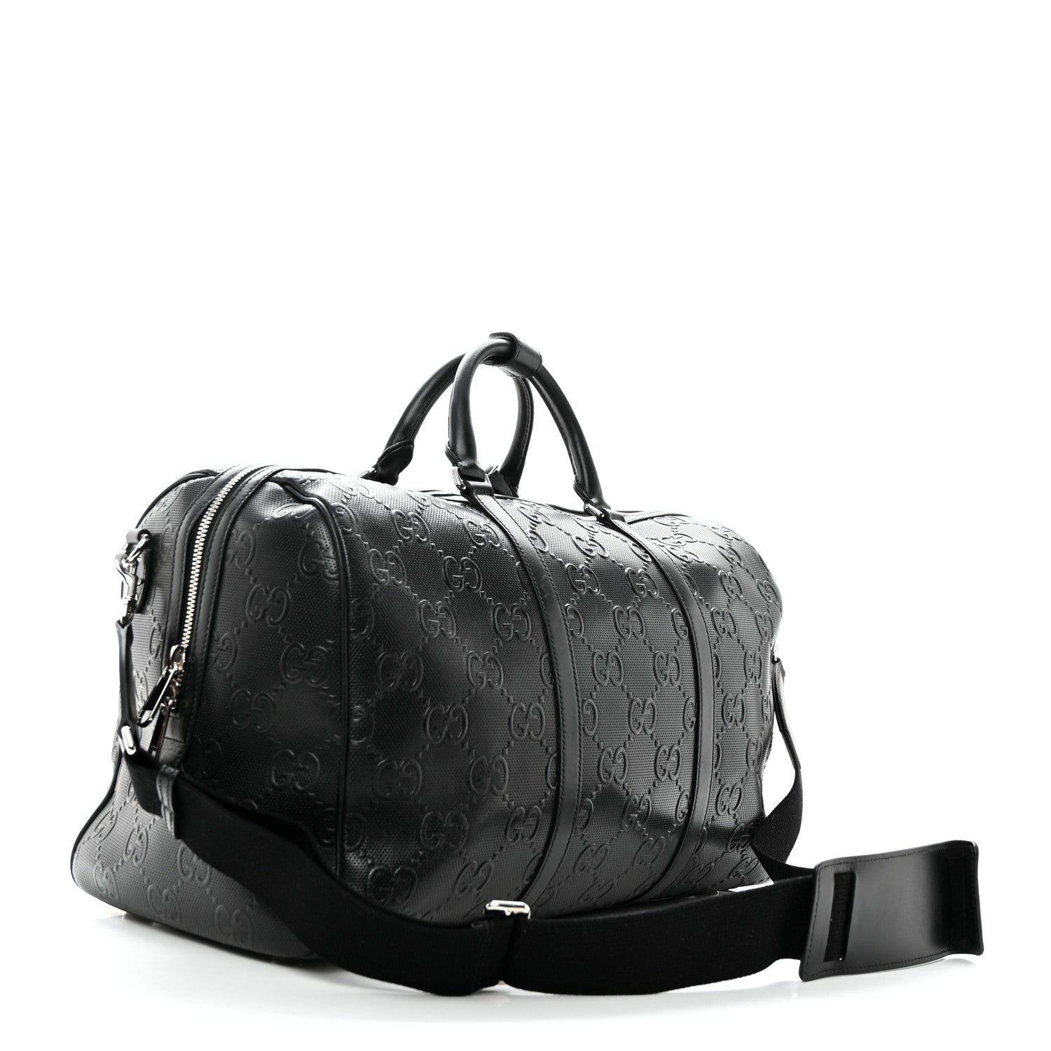 Gucci Calfskin GG Tennis Embossed Duffle Bag Black 2 of 12