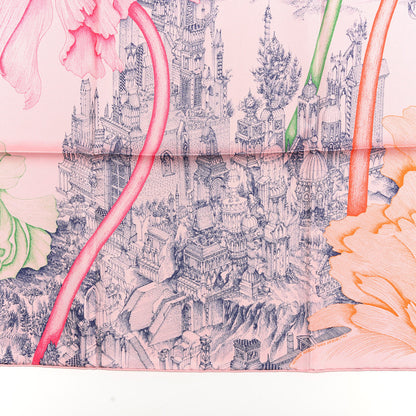Hermes Silk A l'Ombre des Pivoines Scarf 90 Vieux Rose Encre 3 of 3