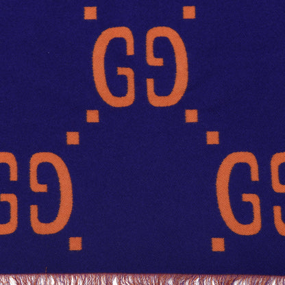 Gucci Wool Silk Monogram Jumbo GG Freedom Scarf Parma Violet Orange 3 of 3