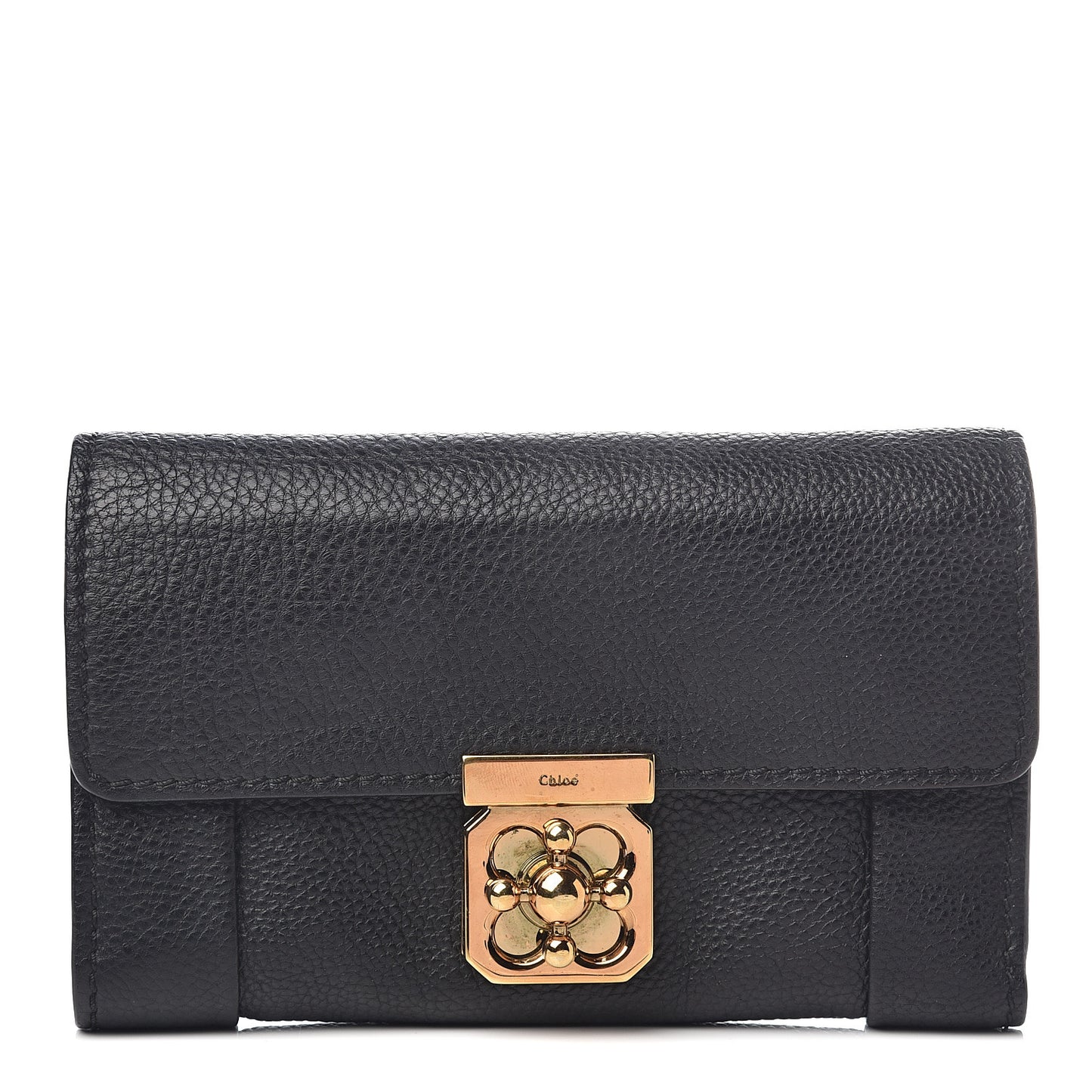 Calfskin Elsie Long Wallet Black