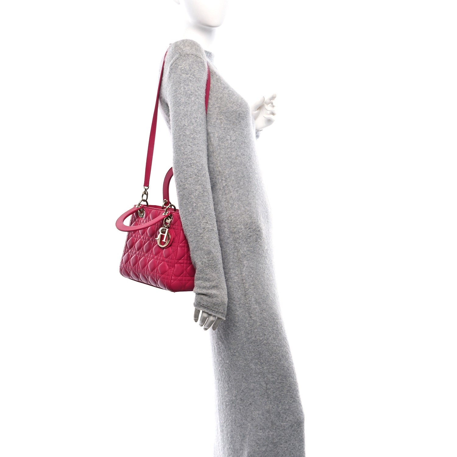 Christian Dior Lambskin Cannage Medium Lady Dior Fuchsia 2 of 10