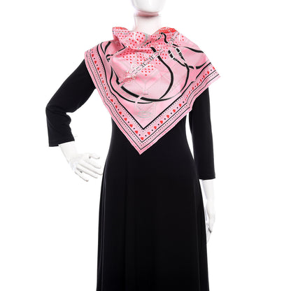 Hermes Silk Grand Manege Cut Bandana Love Scarf 65 Rouge Rose Black 2 of 6