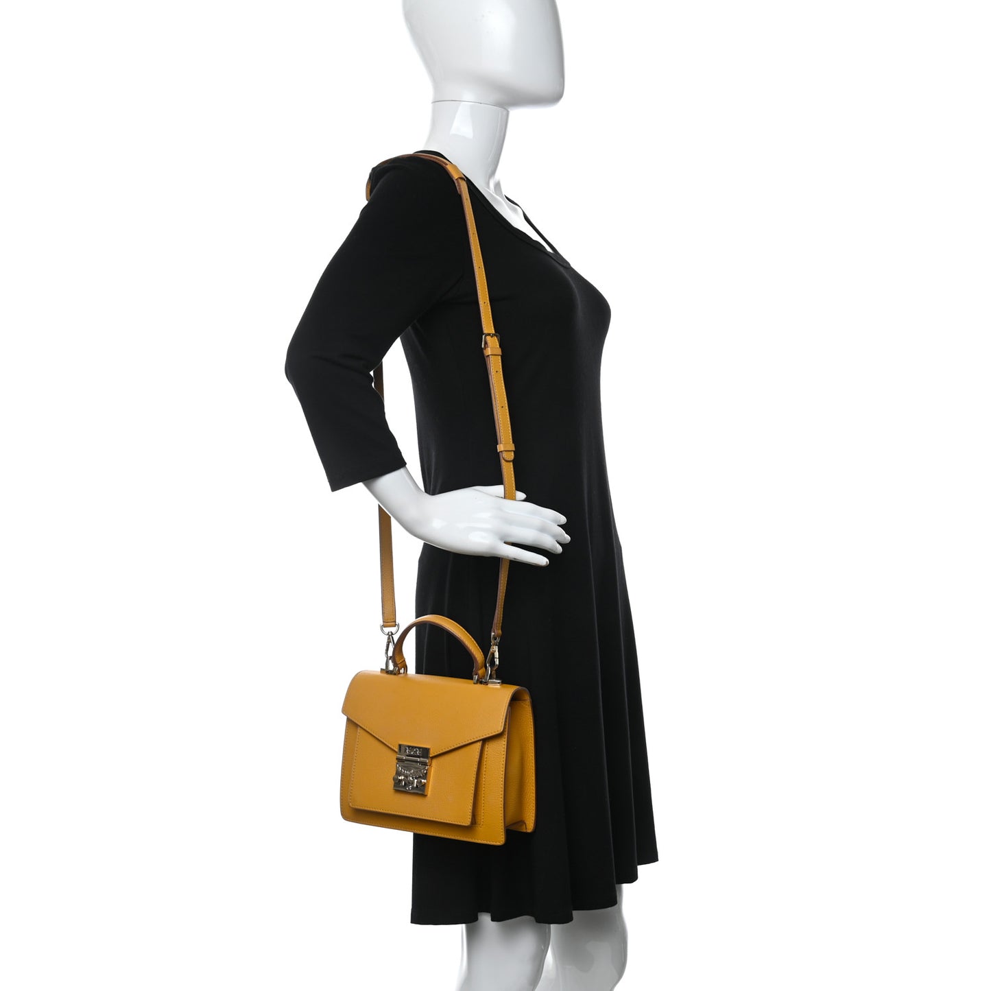 Grained Calfskin Small Patricia Satchel Golden Mango