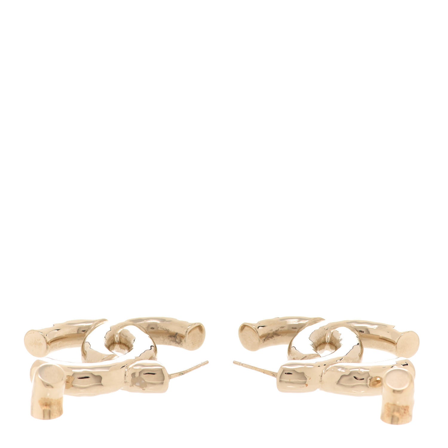 Chanel Metal Large CC Earrings Light Gold 3 of 4