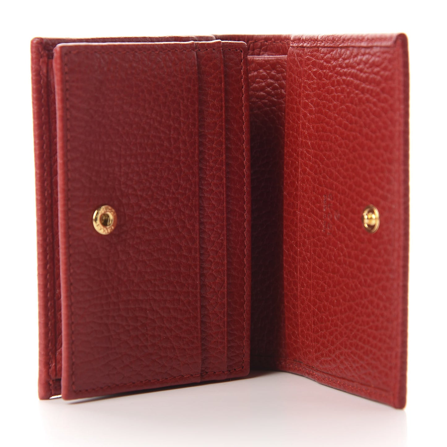 Pebbled Calfskin GG Marmont Card Case Hibiscus Red