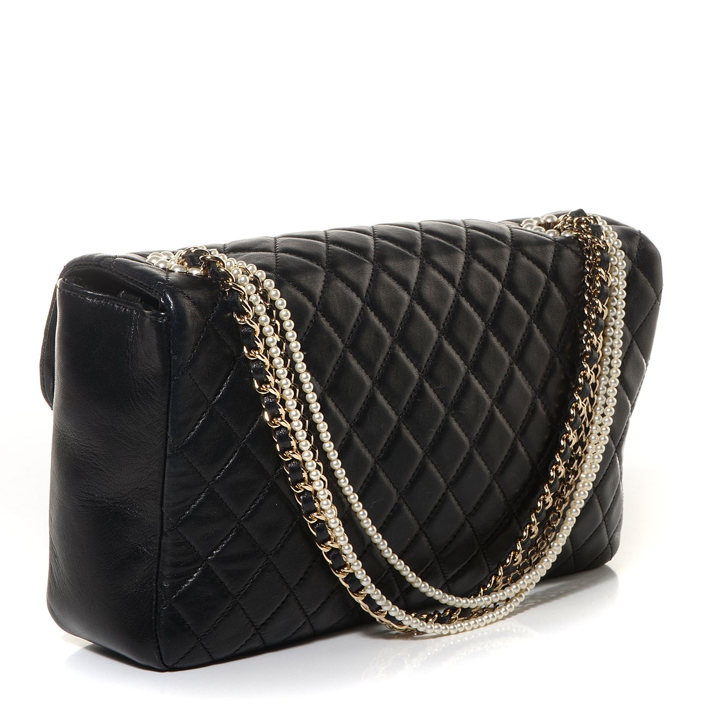 Lambskin Medium Westminster Pearl Flap Black