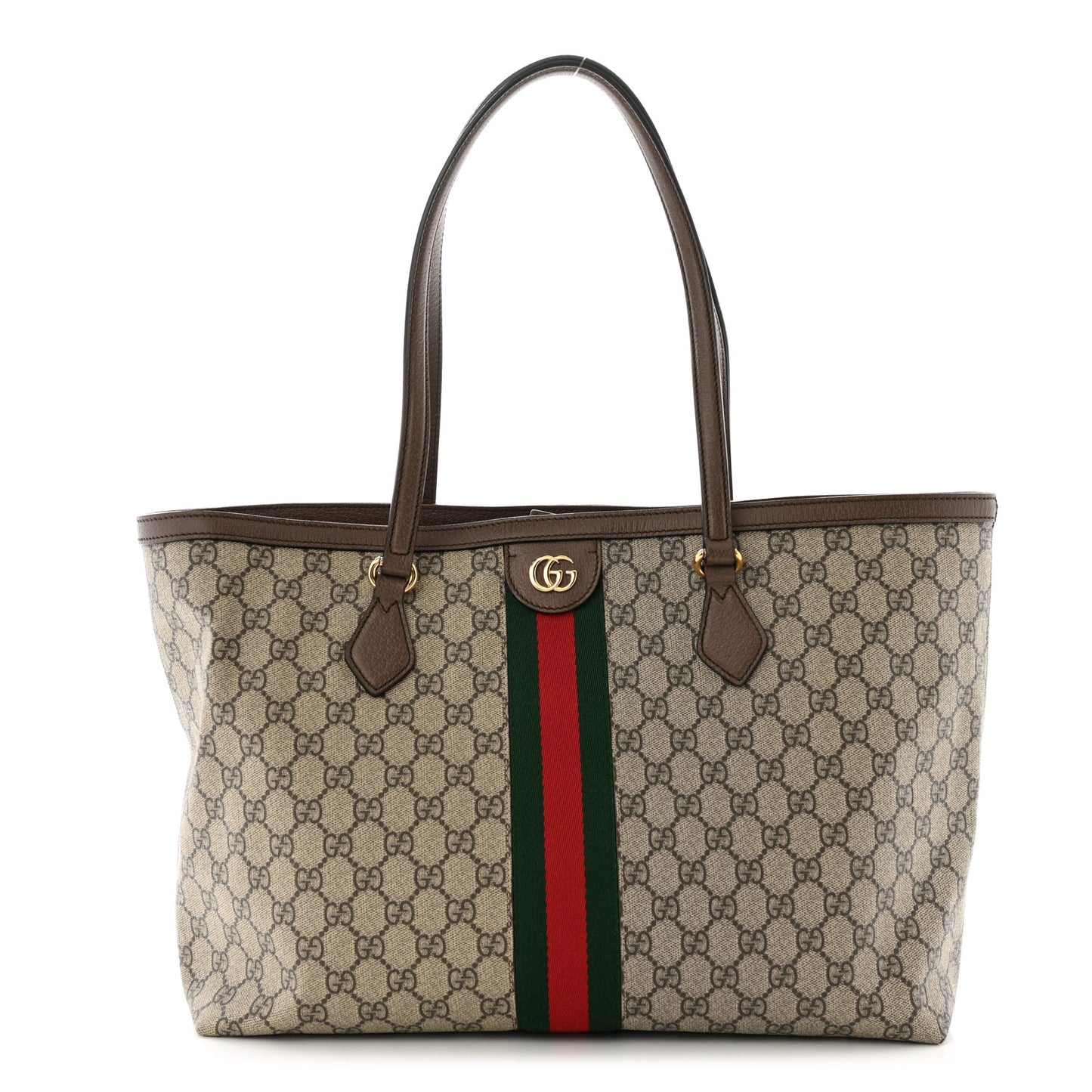 GG Supreme Monogram Medium Ophidia Shopping Tote Brown