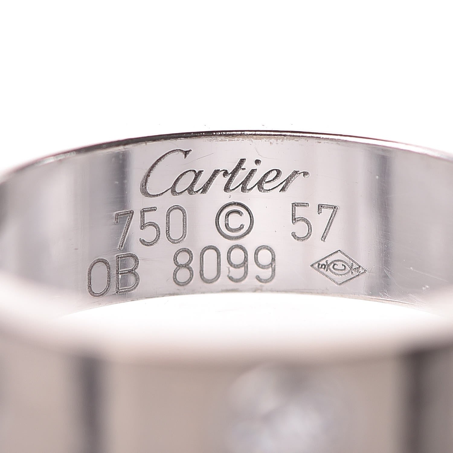 Cartier 18K White Gold 3 Diamond 5.5mm LOVE Ring 57 8 9 of 10