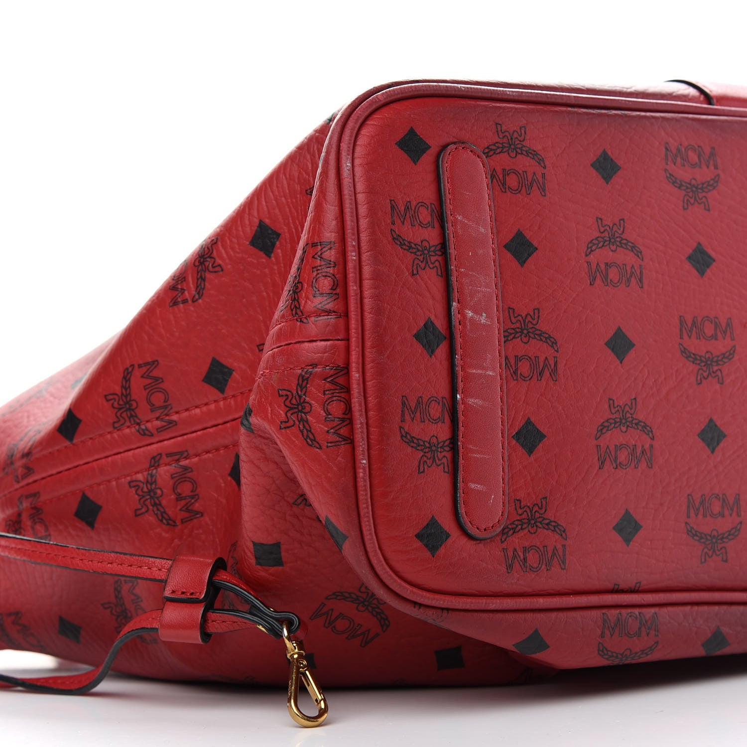 MCM Visetos Medium Liz Reversible Shopper Tote Ruby Red 5 of 17