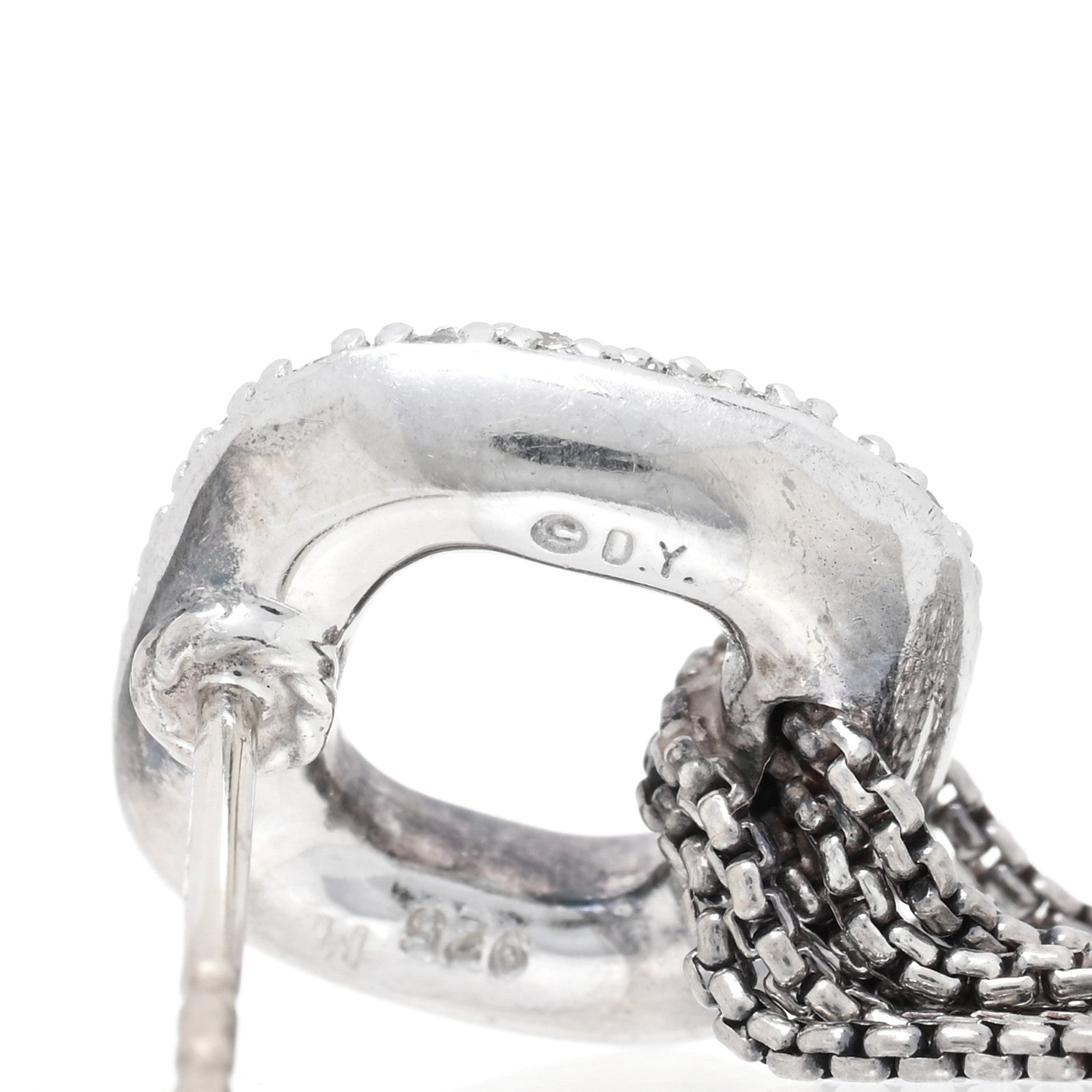 David Yurman Sterling Silver Diamond Tassel Drop Earrings 4 of 4