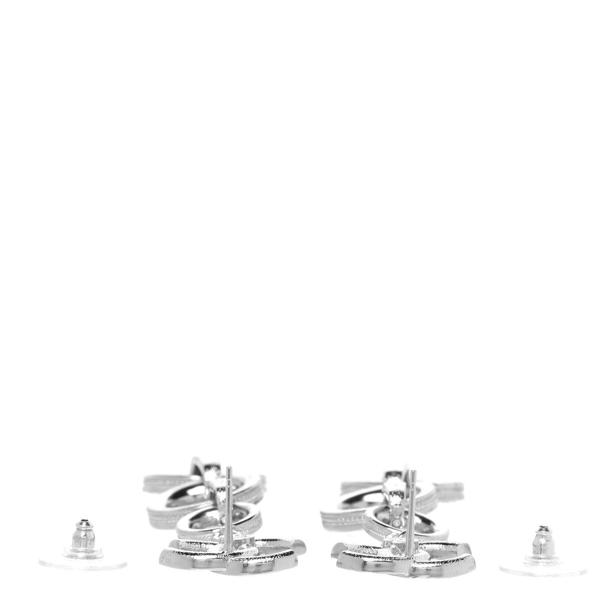 Chanel Crystal CC Triple Drop Earrings Silver 3 of 5