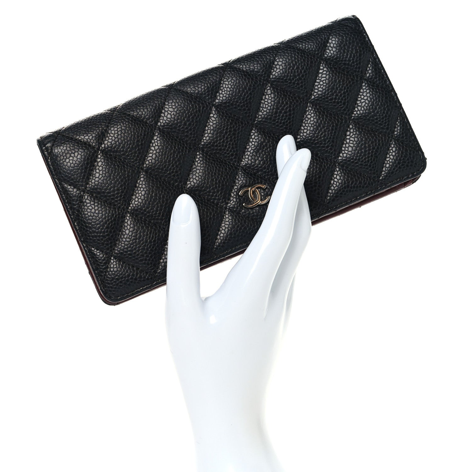 Chanel Caviar Quilted Yen Wallet Black 2 of 9