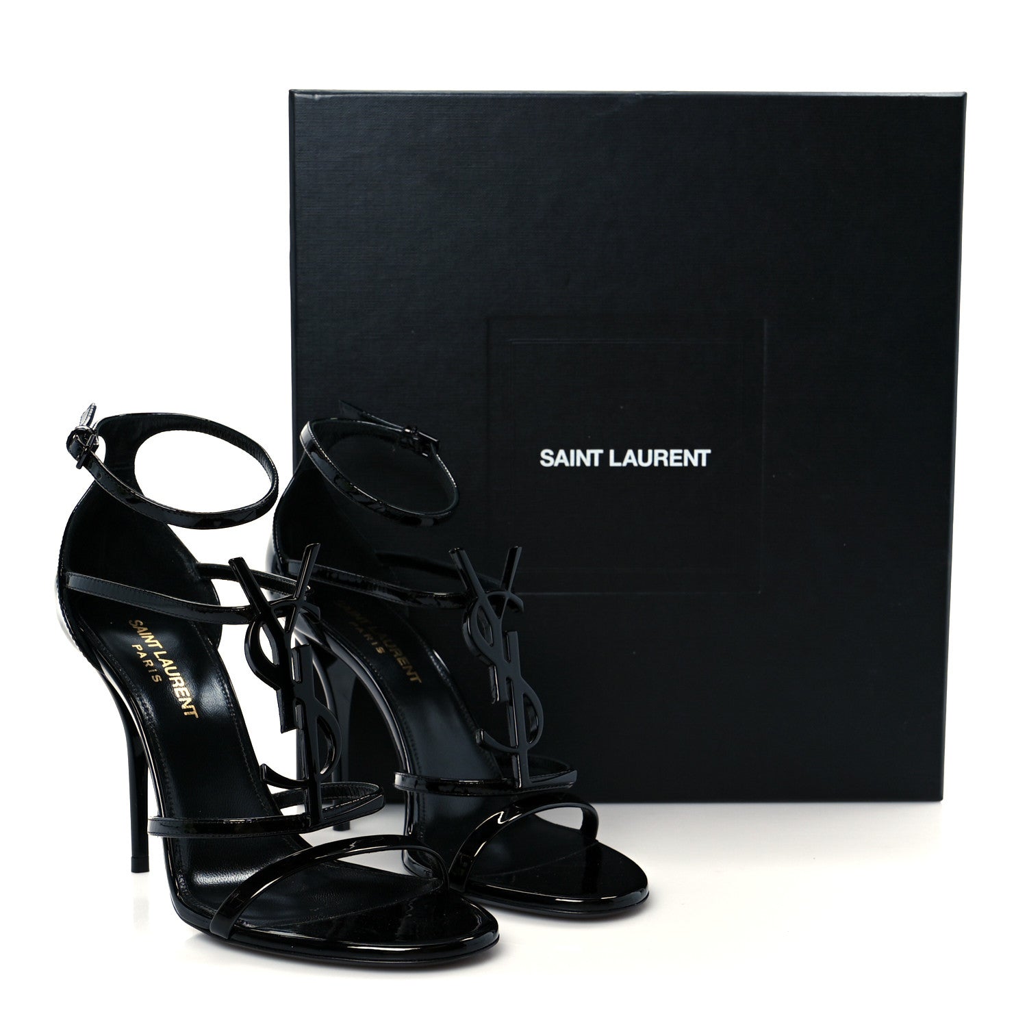 Saint Laurent Vernice Chiffon Cassandra 100 Ankle Strap Sandals 37.5 Black 11 of 11