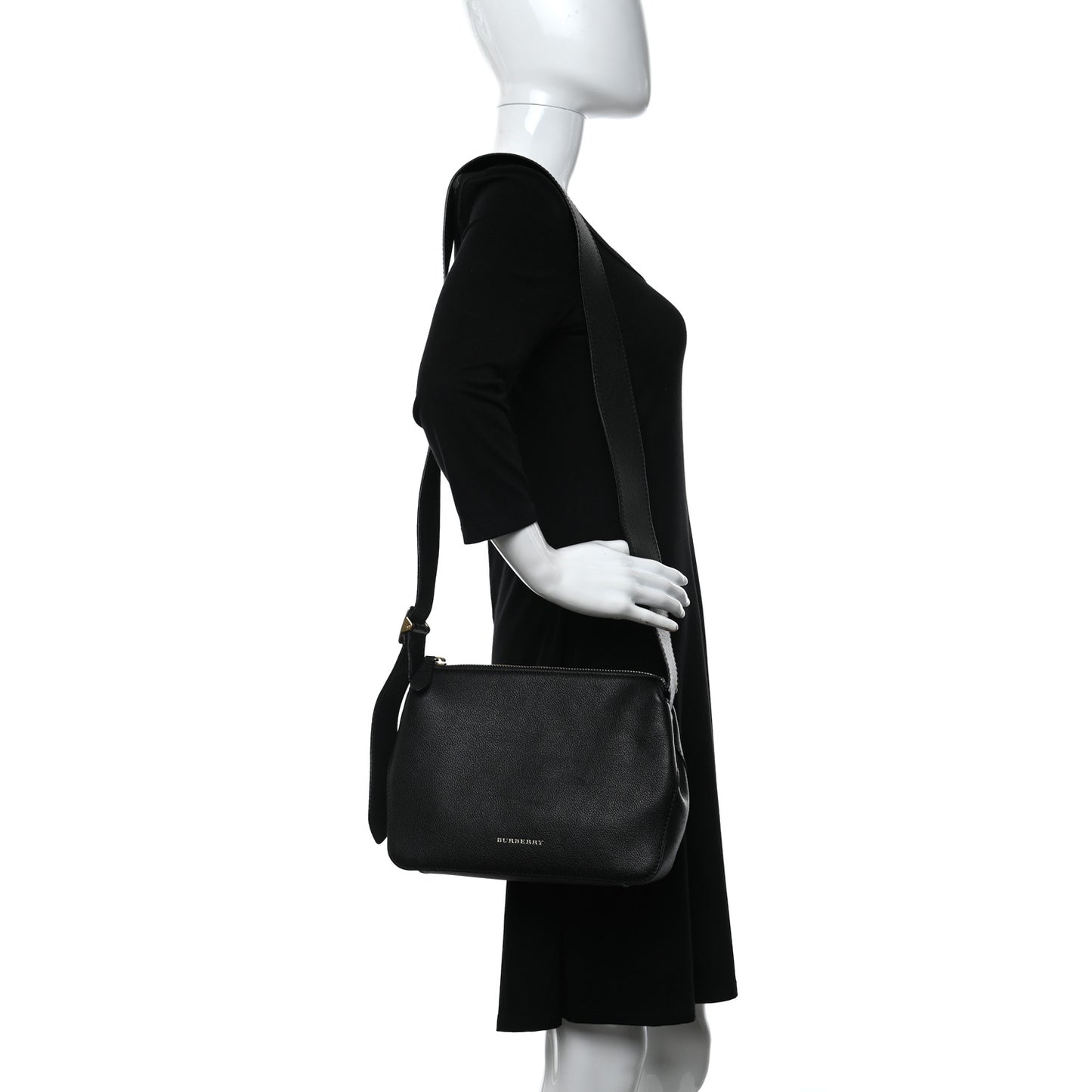 Soft Grain Calfskin House Check Small Helmsley Crossbody Black