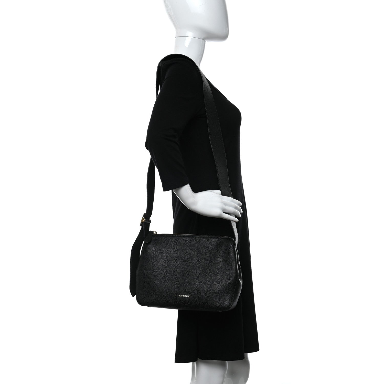 Burberry Soft Grain Calfskin House Check Small Helmsley Crossbody Black 2 of 12