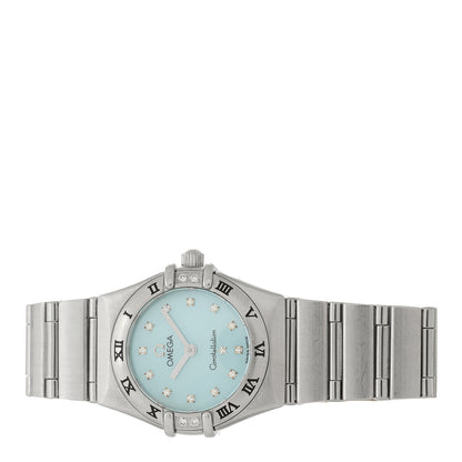 Omega Stainless Steel Diamond Bezel Blue Mother of Pearl 22mm Constellation Quartz Watch 1567.86 2 of 4